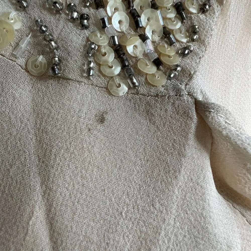 Vintage Sue Wong Silver/Cream Beaded Detail Midi-Dress - Picture 10 of 10